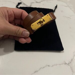 Hermes Kelly Brown Double Wrap Bracelet